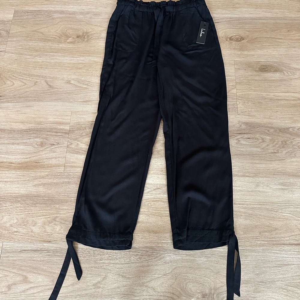 Lulu's Black Cargo Pants with Adjustable Ankle Ties